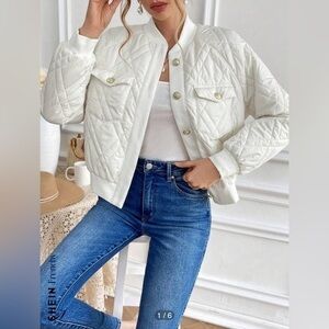 SHEIN - Frenchy Women's Diamond Check Quilted Padded Coat - Size M